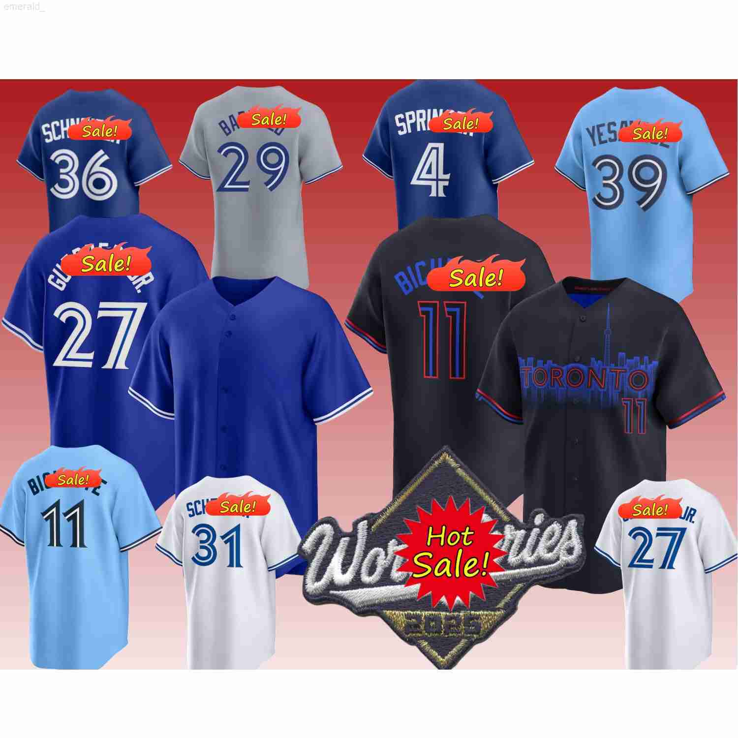 Blue Jays 2025 World Series WS Jersey 27 Vladimir Guerrero Jr Jerseys 4 George Springer 39 Trey Yesavage Bo Bichette Scherzer Schneider Carter Schneider Clement Red