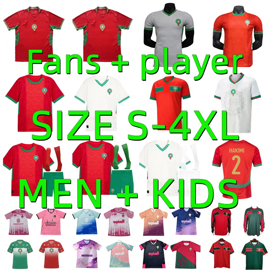 2026 2027 Moroccos soccer jerseys HAKIMI ZIYECH BRAHIM OUNAHI EN-NESYRI 24 25 26 27 football shirt retro 1994 1998 Men kids kits Player version maillot de foot Training