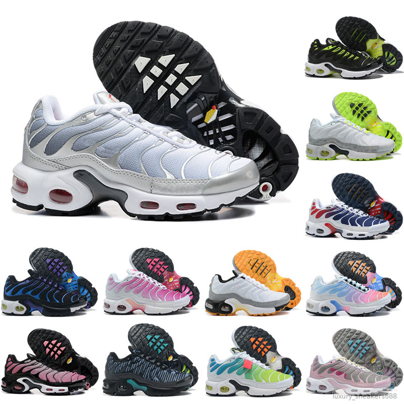 Tuned Tn Plus kids Shoes Trainers Bred Grey Mesh Black Red White Sports Sneakers Laser Blue tnplus tns Atlanta Terrascape 25-35