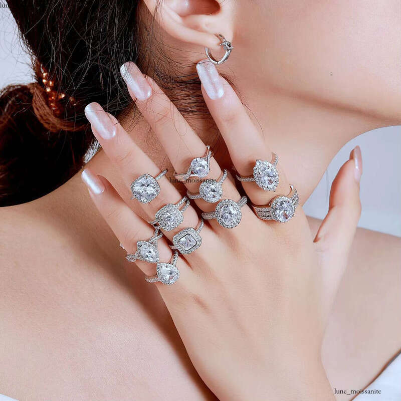 Fashion Finger Unique Stacked 925 Sterling Silver Simple 1ct Round Cut Silicon VVS Moissaniteia Wedding Engagement Ring