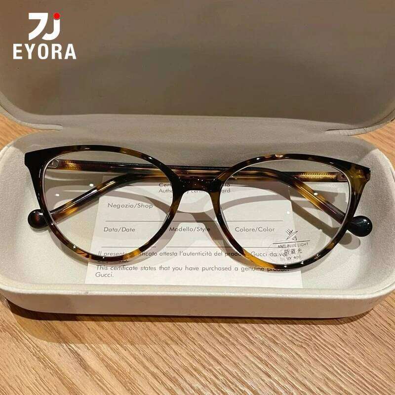 EYORA TR90 Anti Blue Ray Reading Women Cat Eye Myopia Hyperopia Prescription Glasses Progressive Photochromic Eyewear XJ260105