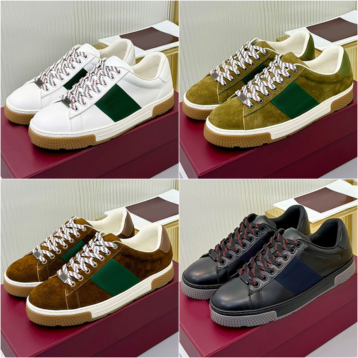 Mens sneaker designer shoes men designer sneakers man flat causal shoes suede leather tennis shoes mens shoes trainers woven shoelaces 26ss new outdoor shoes 39-45