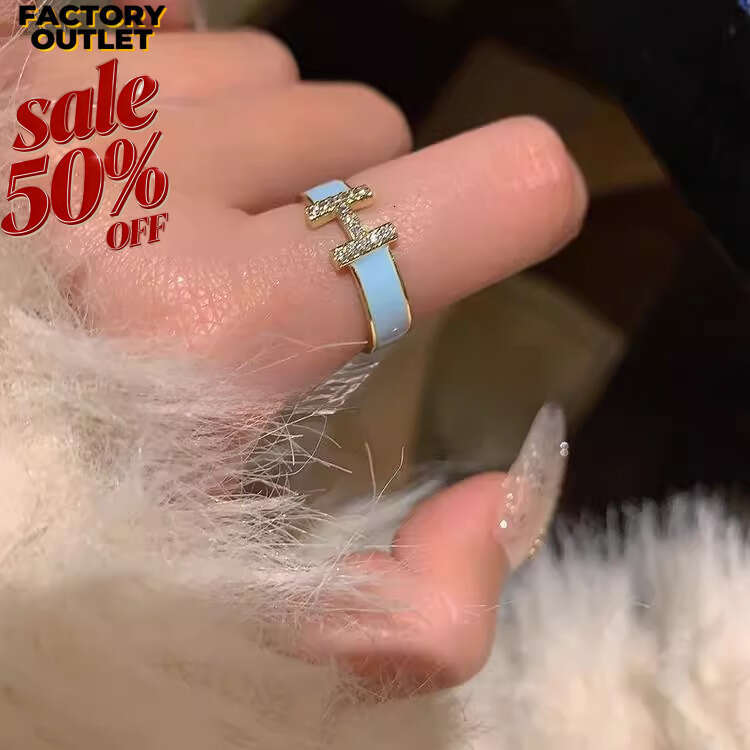 Ring For Women Drip Oil Zircon High-end Open Gold Plated with Rhinestone Niche French Style Celebrity Ring silver jewelry wedding for Daily