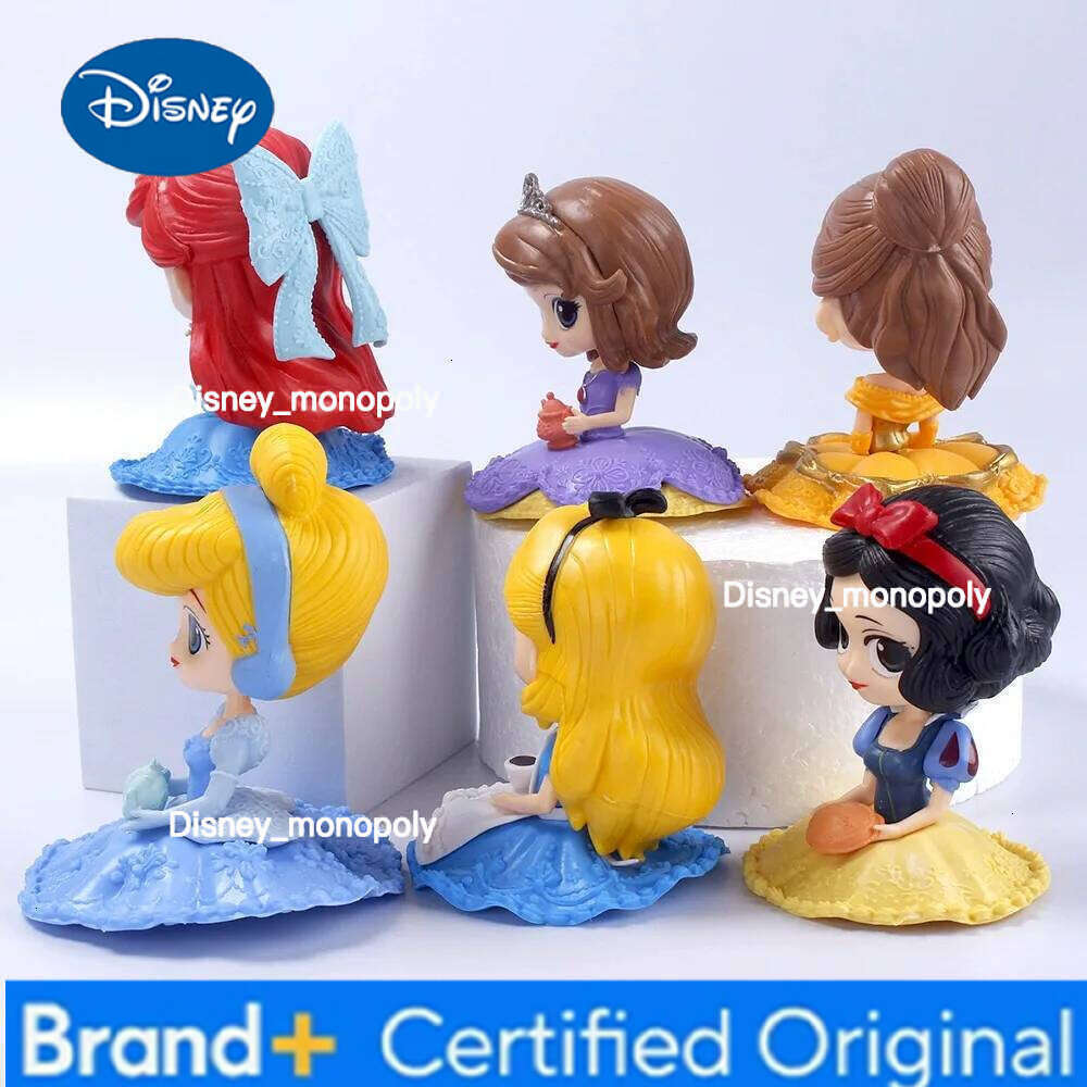 Disney 10cm Q Posket Snow White Sofia Alice Belle Mermaid Aurore Princess Figures Toys Collectible Model Dolls Cake Decoration H260105 H260105