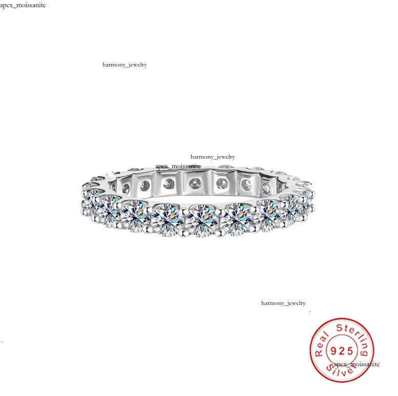 2024 Sparkling Gorgeous Handmade Full Round Cut Moissanite Diamond Gemstones Wedding Rings Pure 100% 925 Sterling Silver Party Eternity Women Band Ring Gift 8d