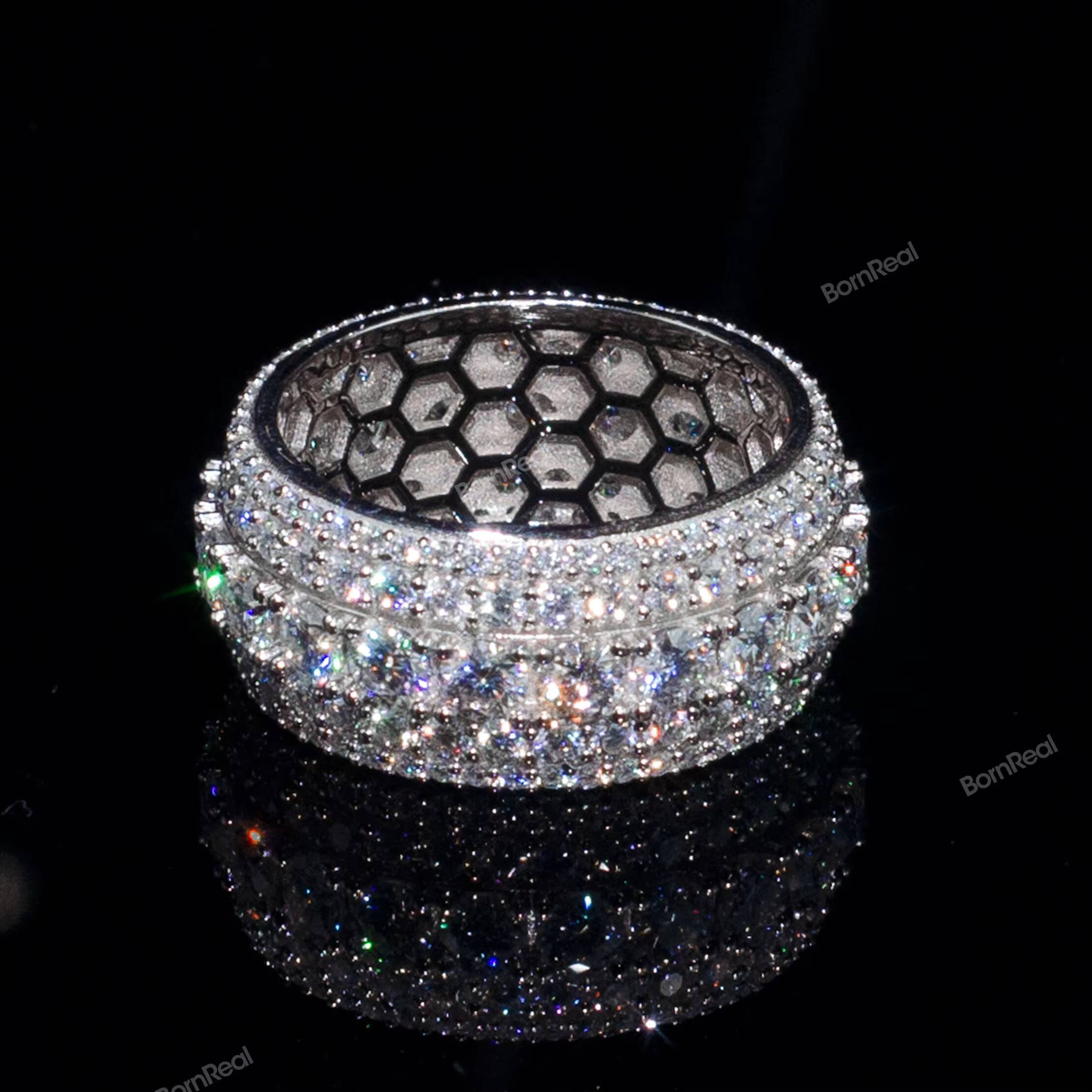Custom 925 Silver Hip Hop Ring GRA Certified Iced Out Round Brilliant Cut Vvs Moissanite Fancy Jewelry Rings for Men Women
