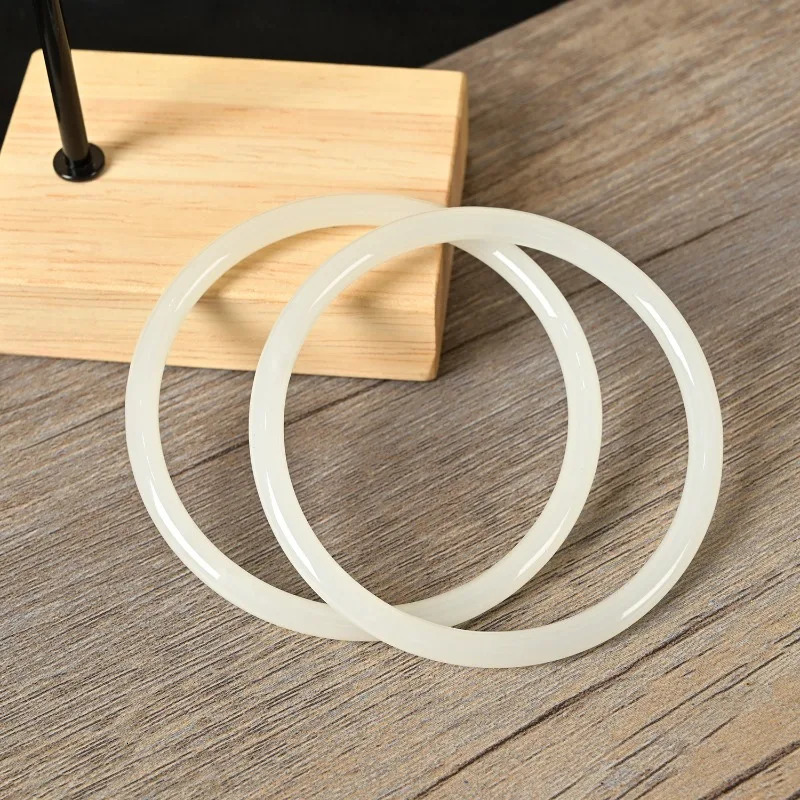 Natural Jade Solid Color Thin Bangles Retro Simple Glass Bracelet woman Fashion Womens Casual China Jewelry Gifts 260104 - view 6