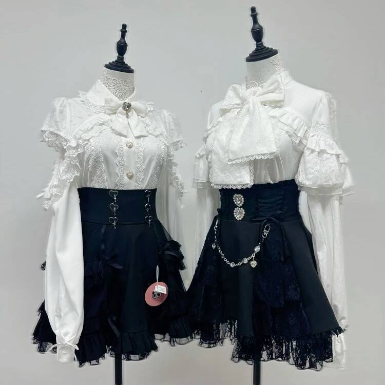 Bestseller Kawaii Mini Cake Skirts Women Fairy Lolita High Waist Y2k Aesthetic Sweet Japanese Lace Gothic JK 2025 New Fashion Female ddmytues