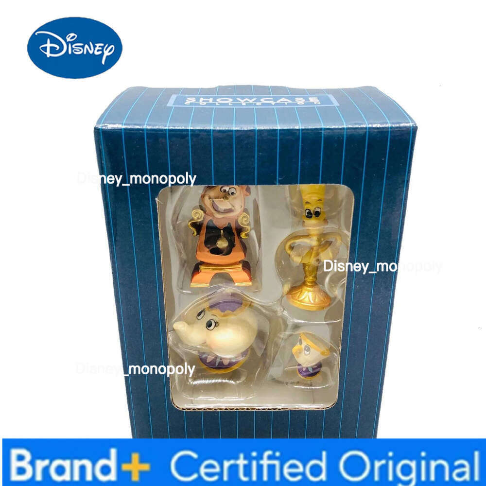 Disney 4Pcs/set Movie Beauty And The Beast Cogsworth Mr Clock Miniature Collectible Decoration Figurine Fashion Toys Model Gifts H260105