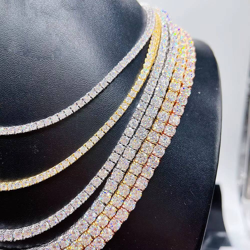 Zuanfa Hip Hop Jewelry 3mm 4mm 5mm 18K Gold Iced Diamond Necklace/Bracelet Bling Moissanite Tennis Chain