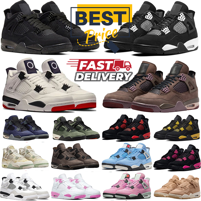 Designer 4 4s Basketball shoes Men Women 4s Sneakers Dark Mocha Cave Stone 4s Military Black Cat 4 White Thunder Flight Club Worn Blue Cozy Girl Comic Sport Trainers