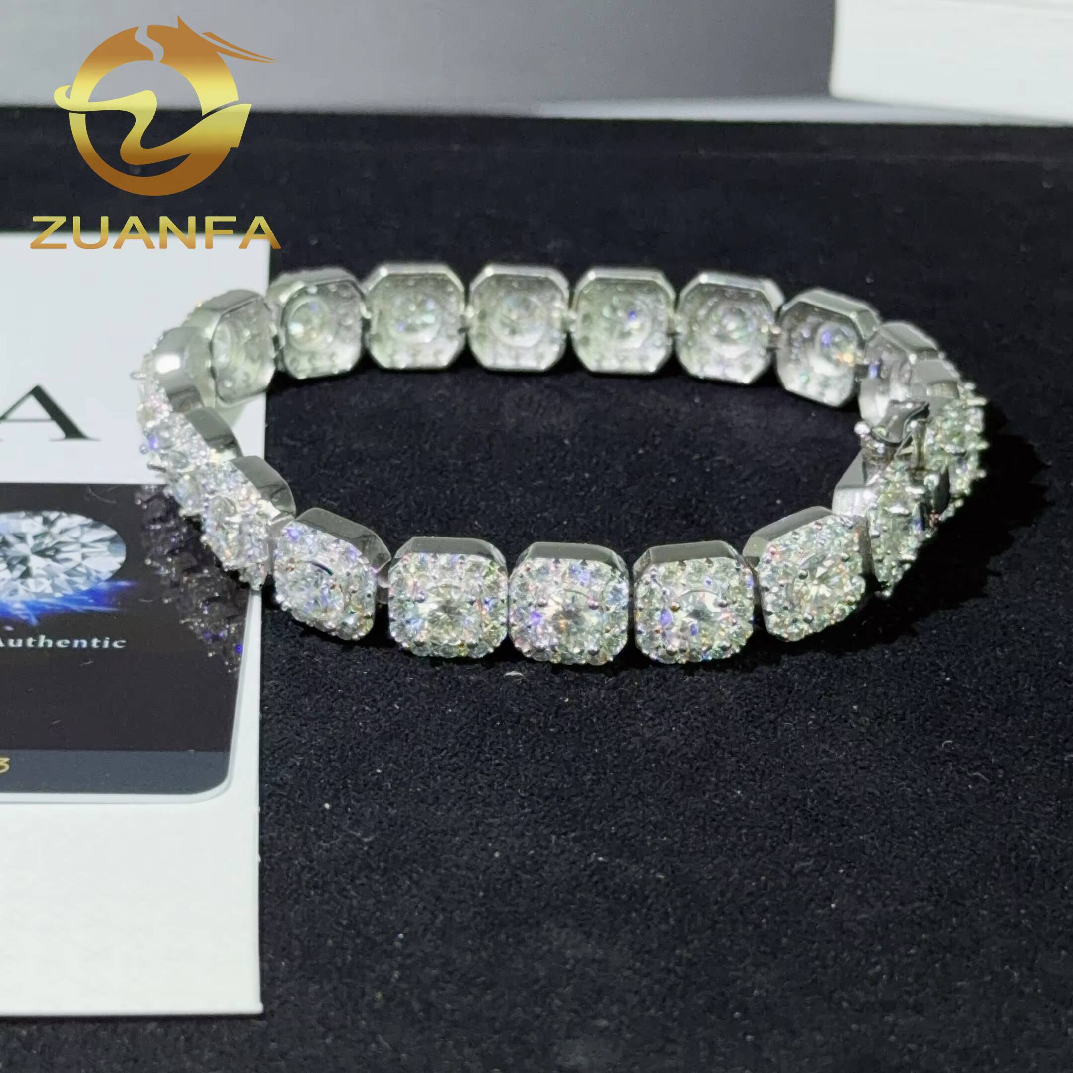 10mm Hip Hop Jewelry Iced Out Moissanite Cuban Bracelet 925 Silver Moissanite Cuban Link Bracelet Rapper Jewelry
