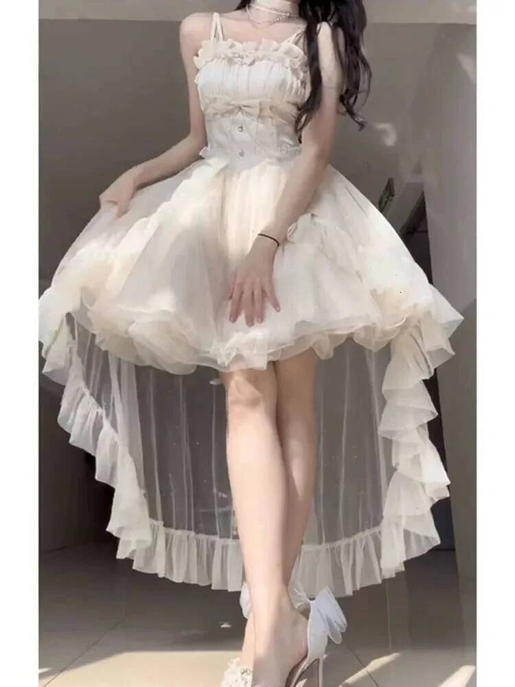 Bestseller Lolita Kawaii Elegant Sweet Halter Dresses for Women Evening Retro Princess Vestidos Y2k Summer Party 2025 French Style Dress ddmytues