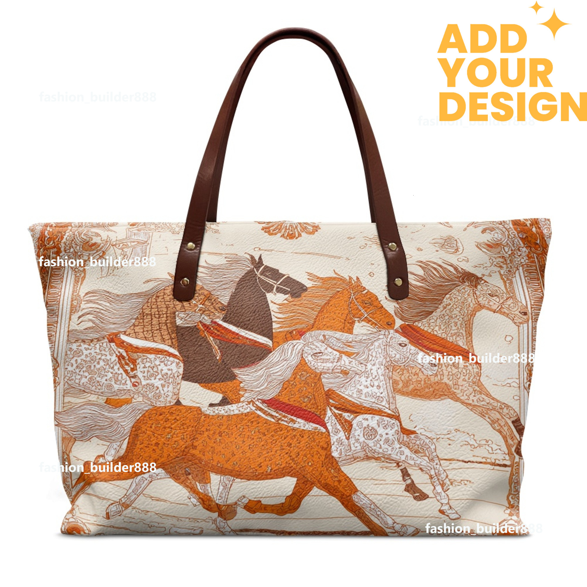Custom H Oversize Pu Horse pattern Leather Tote Luxury Women Weekender Bag Shopper Handbag Travel Purse H4