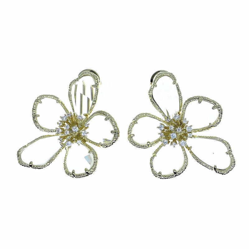 Silver Needle Zircon Flower Clips for Women Without Pierced Ears Simple Fashion Daily Versatile Earrings Light Luxury Niche Ear Jewelry - view 5
