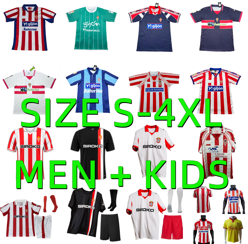 25 26 Sporting de Gijon Soccer Jerseys 94 95 96 97 01 02 08 09 Retro 2025 2026 David Villa Gelabert COTE CAICEDO DUBASIN ROSAS CAMPOS JUAN VILLAR Football Shirts men kids