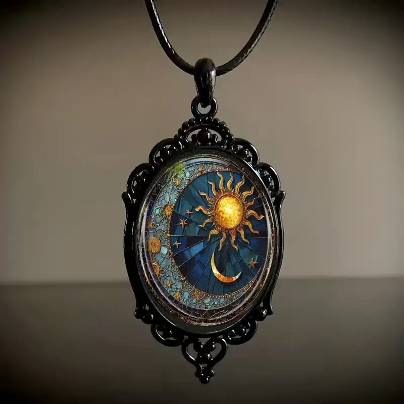 Vintage Gothic Crow Cross Witch Halloween Pendant Necklace Wholesale European and American Accessories