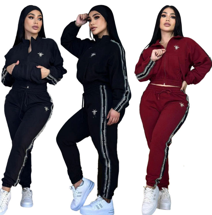 Womens Tracksuits zippered hoodie +Jogger Pants 2 Piece Set Daily Casual pockets Sweatshirt Autumn Winter High Quality Ladies Sports Clothes