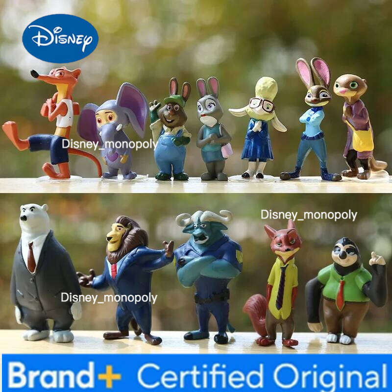 Disney 12Pcs/Set Cartoon Zootopia Fashion Trendy Action Figure Nick Fox Judy Toy Model Decor Children's Holiday Festival Gifts H260105 H260105