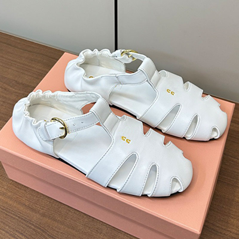 Ladies Retro Mary Jane Sandals Gladiator Hollow Out Casual Shoes Luxury white Summer Round Toe ballet shoes Elegant flat sandals