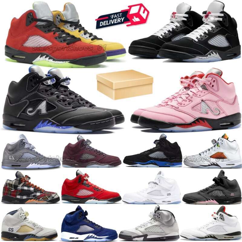 Designer shoes Black Mens Basketball Shoes 5 Bred White Cement Oreo Red Thunder University Blue Sneakers Women Shoes Sports Trainers 36-47