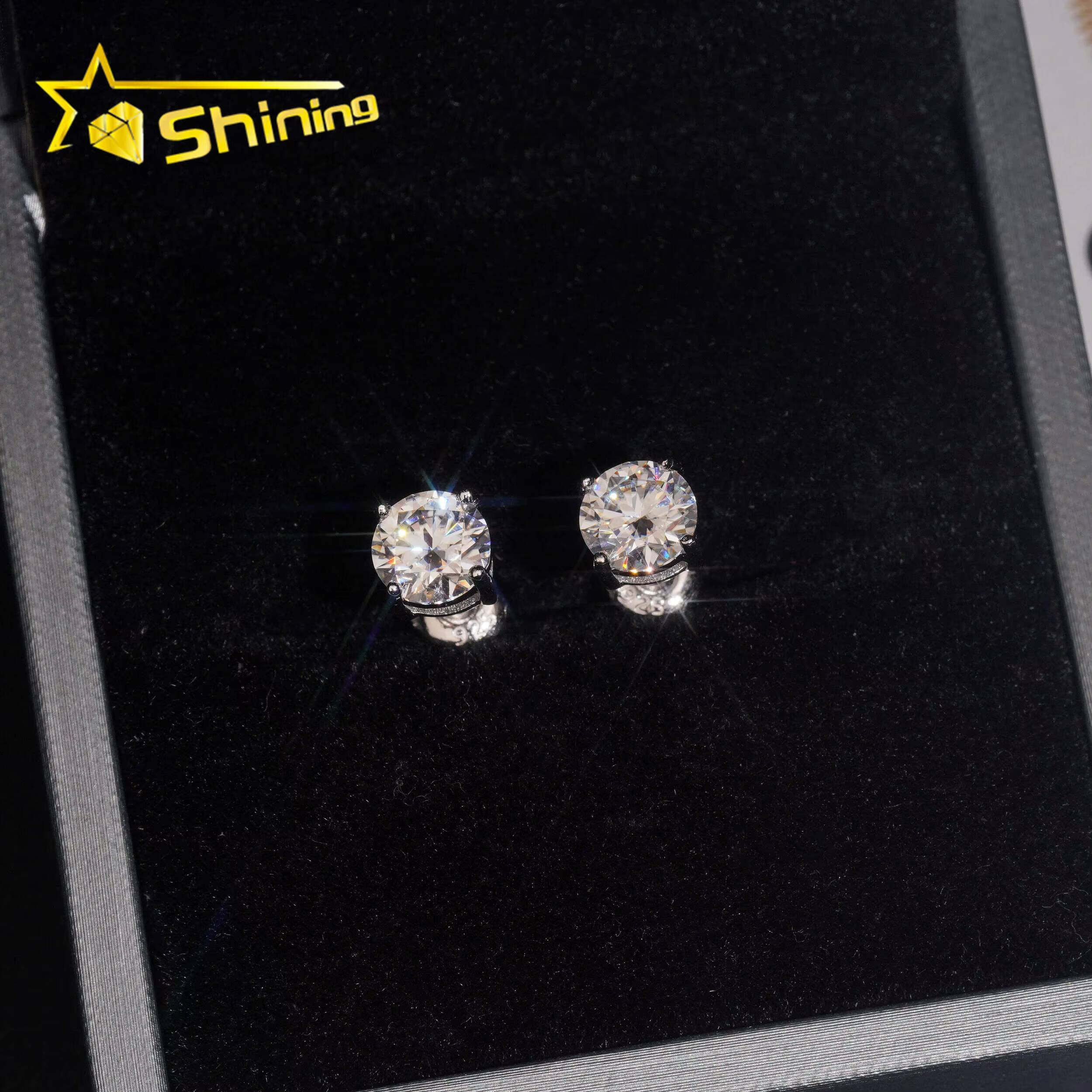 USA Warehouse Fast Shipping 925 Sterling Silver Gold Plated Pass Diamond Test 65mm Moissanite Screw Back Stud Earring
