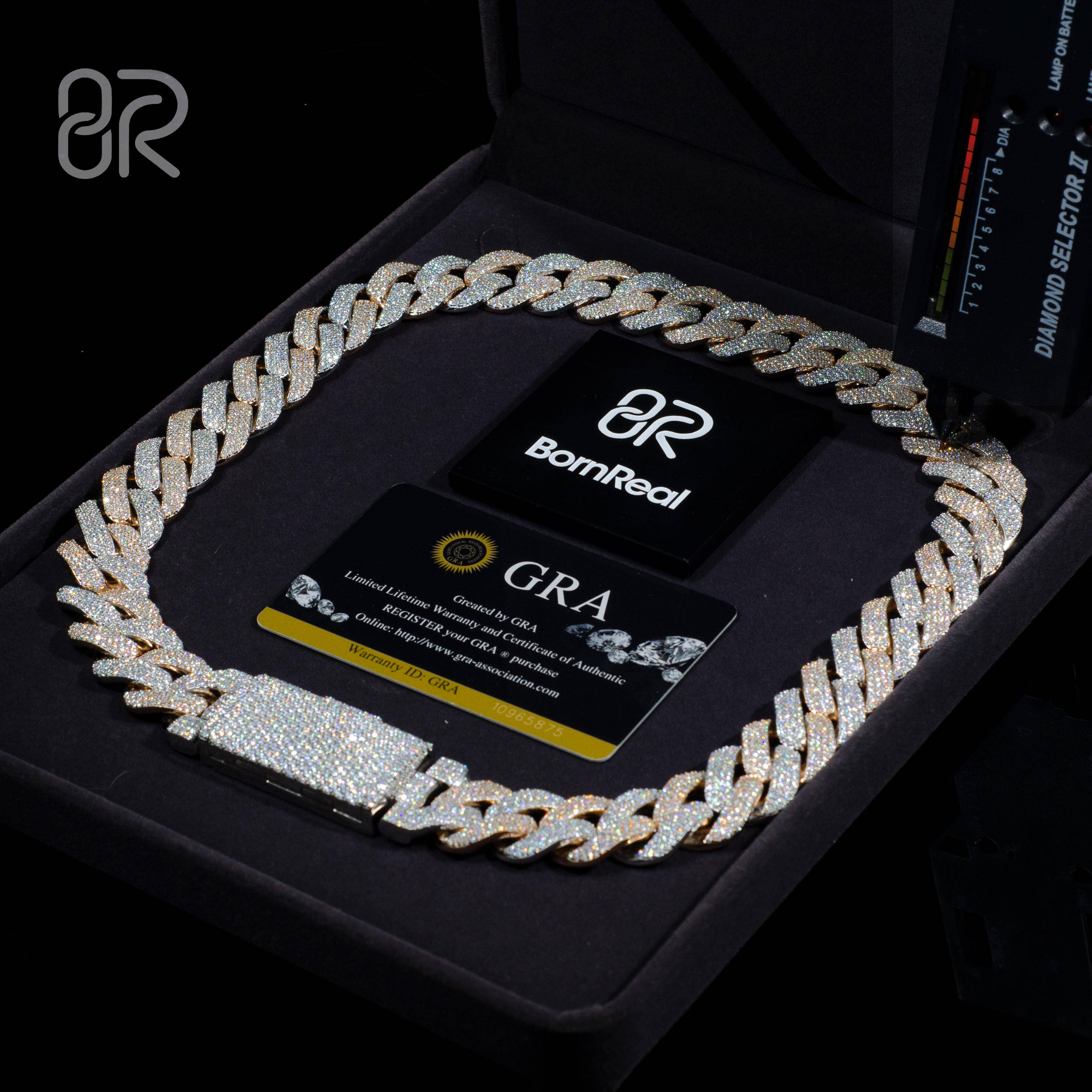 14mm 18 VVS Custom Moissanite Cuban Link Chain Necklace Two Tones 925 Sterling Silver Fine Jewelry