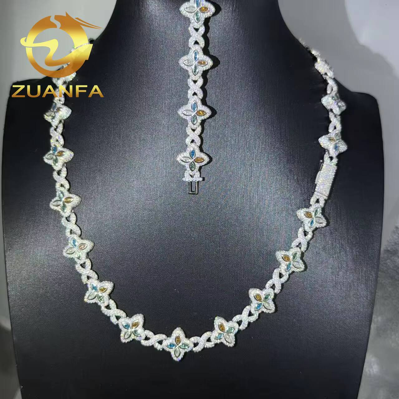 Ready to Ship 15mm Cuban Link Moissanite Hip Hop Jewelry 925 Silver Iced Out Cuban Link Pass Diamond Chain