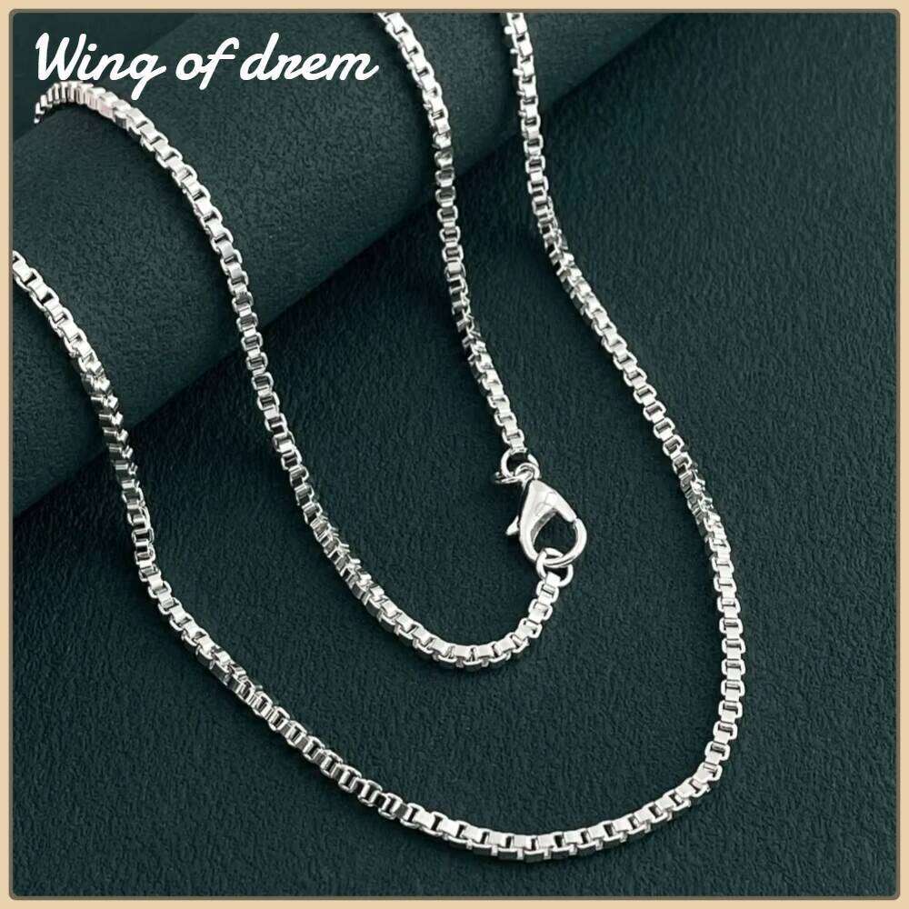 925 Sterling Silver Delicate 2mm Box Necklace for Women Fashion Wedding Engagement Jewelry Gift