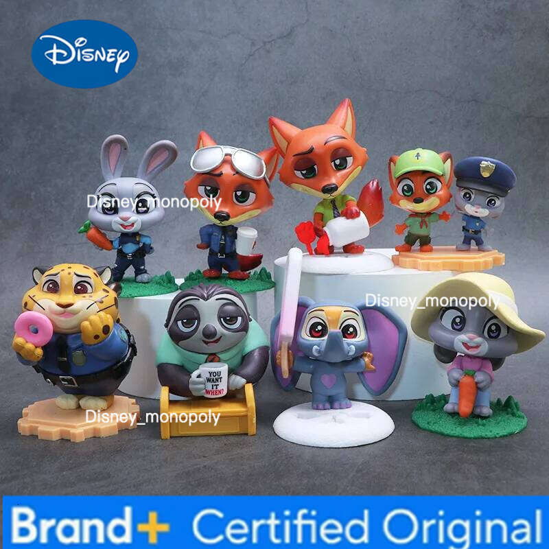 Disney 8pcs Zootopia Anime Cute Nick Judy Action Figure Doll Cartoon Collection Model Toy Desktop Ornaments Gifts H260105