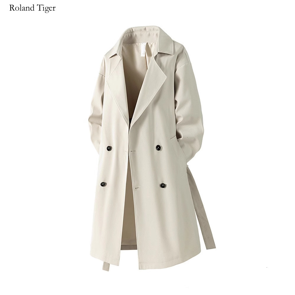 Roland Tiger Mid-Length Trench Coat for Men 2025 Autumn New American Style Trendy Brand Casual Stylish Retro Over-the-Knee Coat