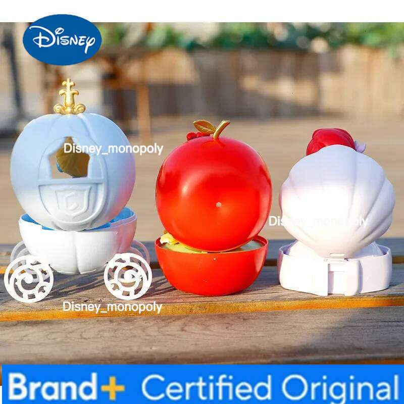 Disney 3Pcs/Set Princess Figures Snow White Ariel Cinderella Twisted Egg Toy Model Doll Belle Rapunzel Jasmine Ball Kids Gift H260105