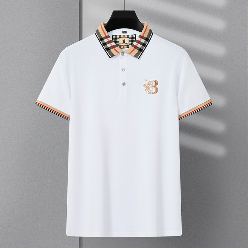 Brand Designer Clothes New Style Turn-Down Collar Polo Shirt Business Embroidery Light Luxury Casual Color-Block Men's Cool Short-Sleeve T-Shirt