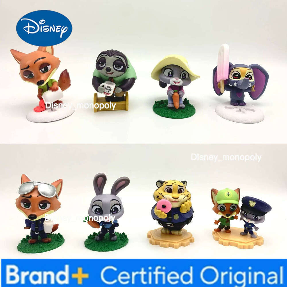 Disney 8pcs Zootopia Anime Cute Nick Judy Action Figure Doll Cartoon Collection Model Toy Desktop Ornaments Gifts H260105