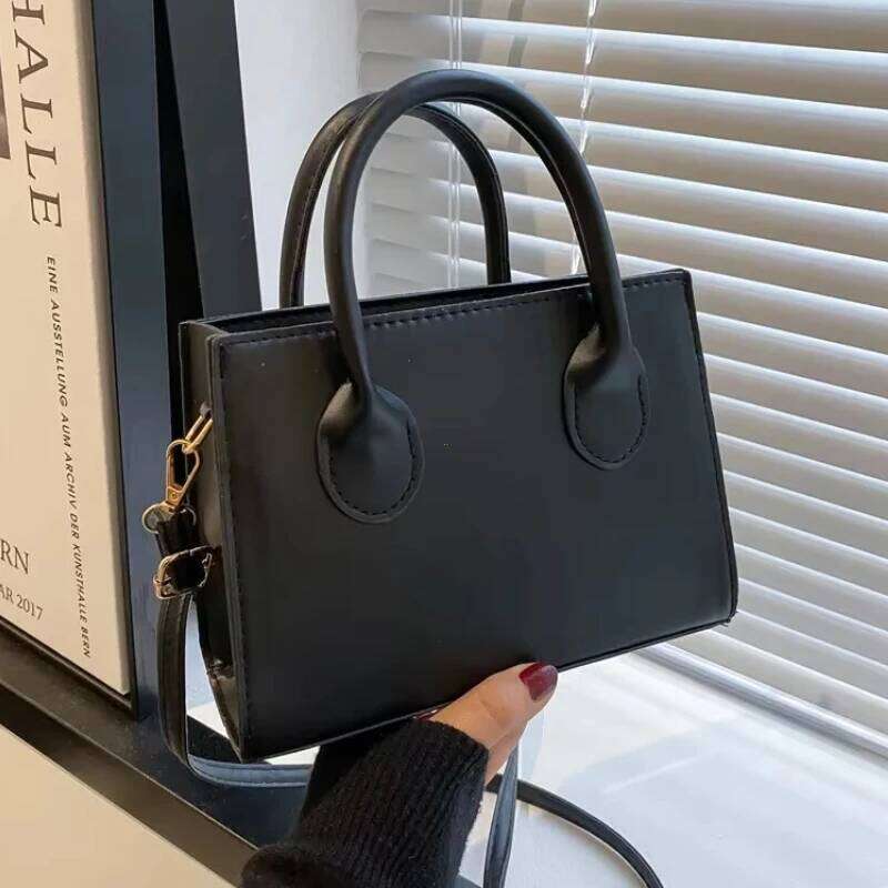Minimalist Black Small Square All-Match Top Handle Classic Shoulder Bag for Work Women Handbags Crossbody Bags Purse