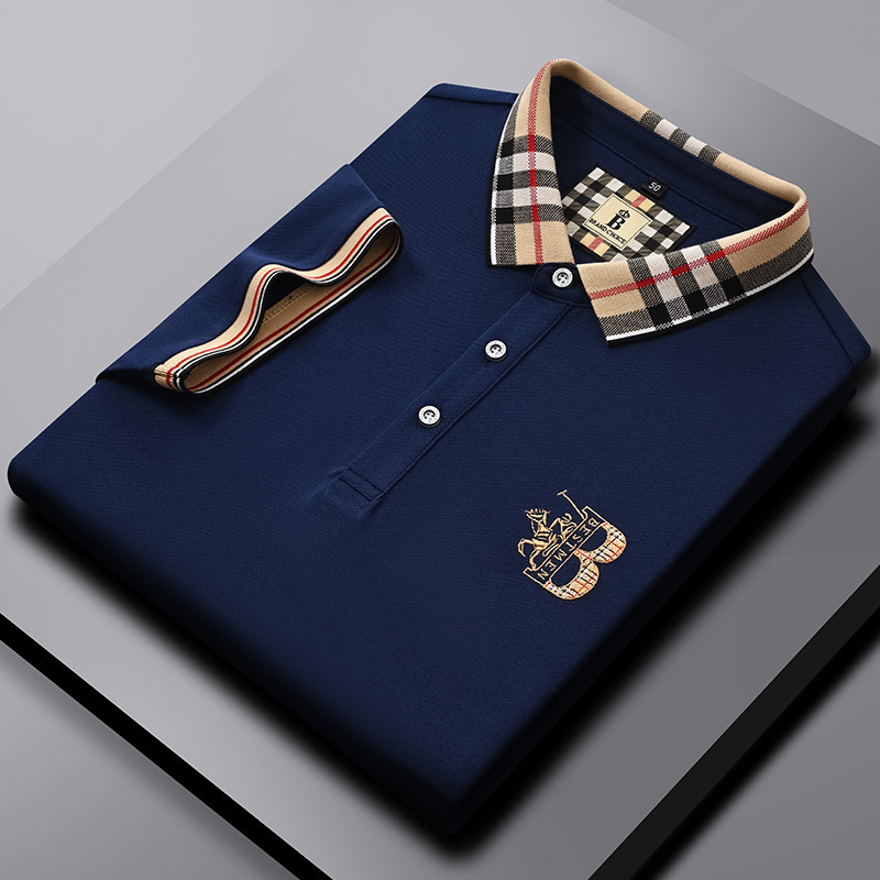 Brand Designer Clothes New Style Turn-Down Collar Polo Shirt Business Embroidery Light Luxury Casual Color-Block Men's Cool Short-Sleeve T-Shirt