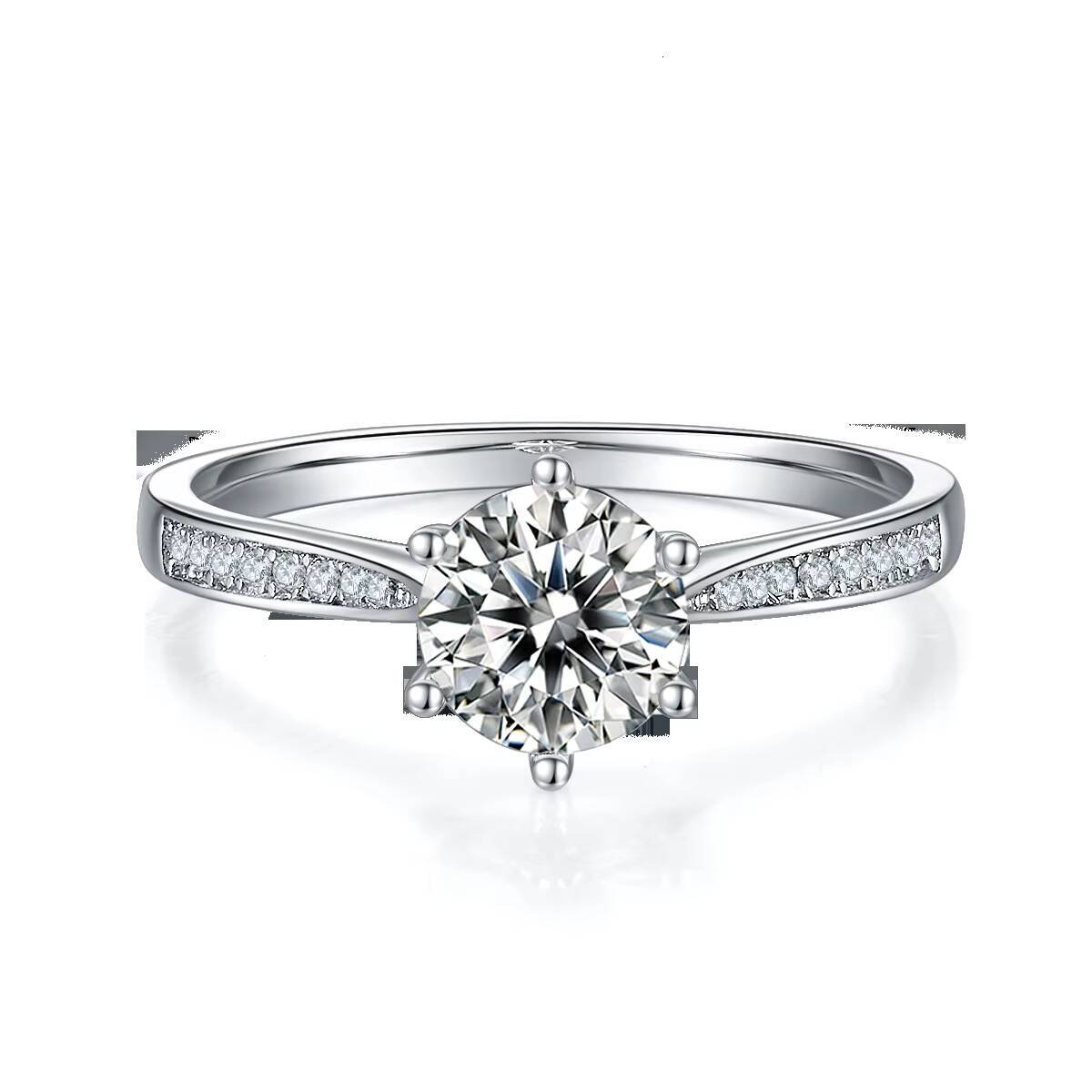 Jewelry Custom Color Moissanite Ring 925 Sterling Silver Plated Platinum Round Wedding Moissanite Engagement Ring
