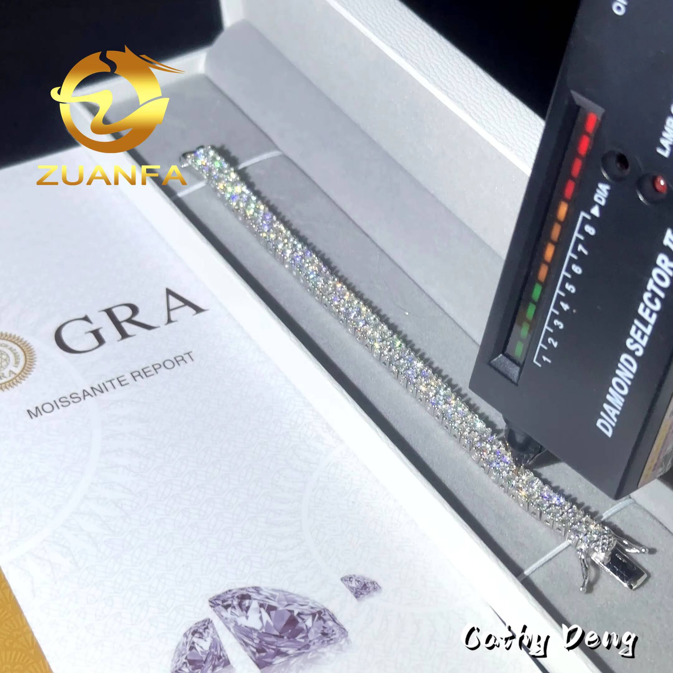 Fashion Jewelry 2 Rows 3mm Moissanite Hip Hop Silver 925 Pass Diamond Tester Iced Out Tennis Bracelet