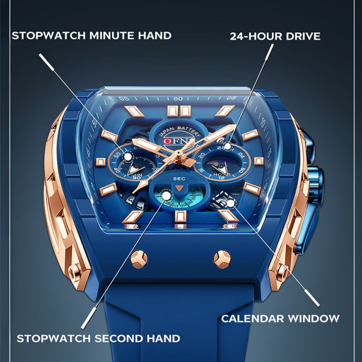 2026 Luxury Watch Men Anti-scratch Tonneau Waterproof Multi-Function Watch Trendy Calendar 3-eyes 6-pin Watch Original Watch Design Watch Factory Dire