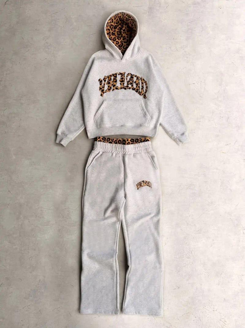 Men's Tracksuits Tracksuit Men Clothing Vintage Embroidered Leopard Print Street Casual Hoodie Trendy Double Waist Unisex - view 8