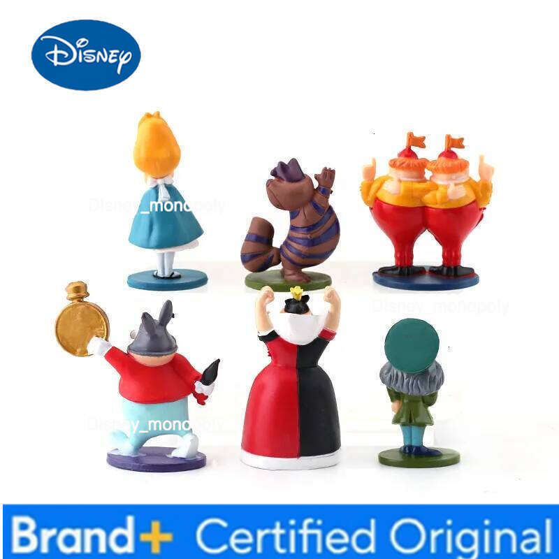 Disney 6Pcs/Set Cartoon Alice Adventures In Wonderland Action Figure Anime PVC Toys Collectible Model Doll Cake Decoration Gifts H260105