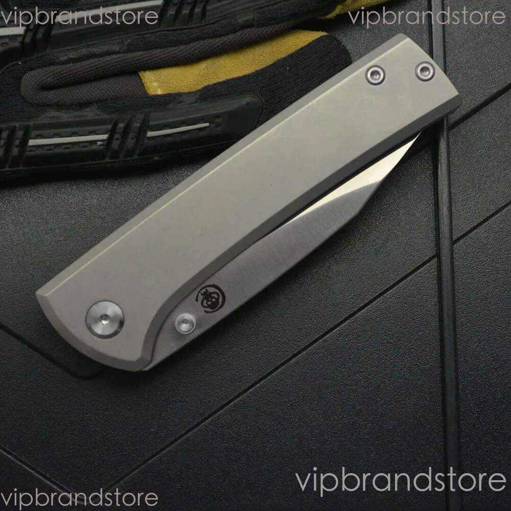 2Models Limited Edition Chaves Folding Knife 3.23 M390 Satin Clip Point fixed blade knife Blade, Titanium Handles