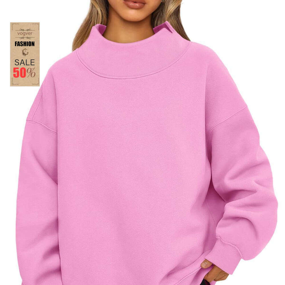Women's Fleece Pullover Hoodie | 2025 European American Long Sleeve High Neck Casual Top | Autumn Winter Daily Wear