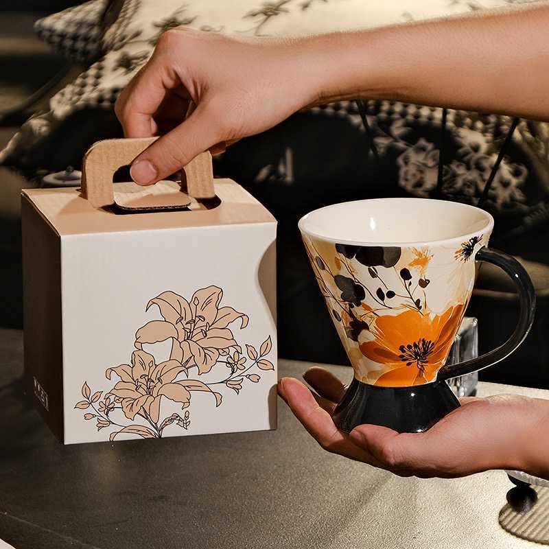 Luxury 2025 New H Family Scepter Series Coffee Cup 250ml Mosaic Handheld Couples Cup Family Breakfast Milk Cup Y250913