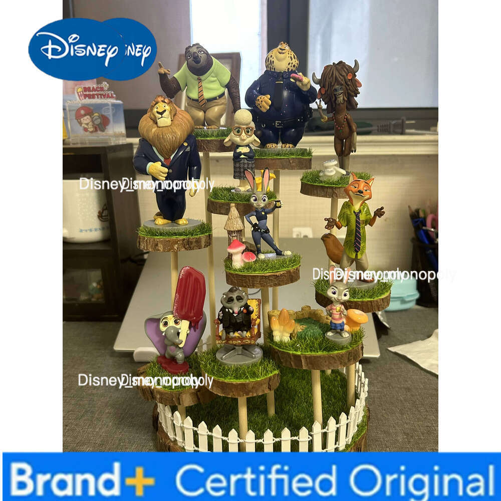 Disney Wonderful Genuine 10 Pcs/Lot Pvc Zootopia Action Figures Cute Cartoon Deluxe Figurine Anime Desktop Ornament Toys Surprise Gifts H260105