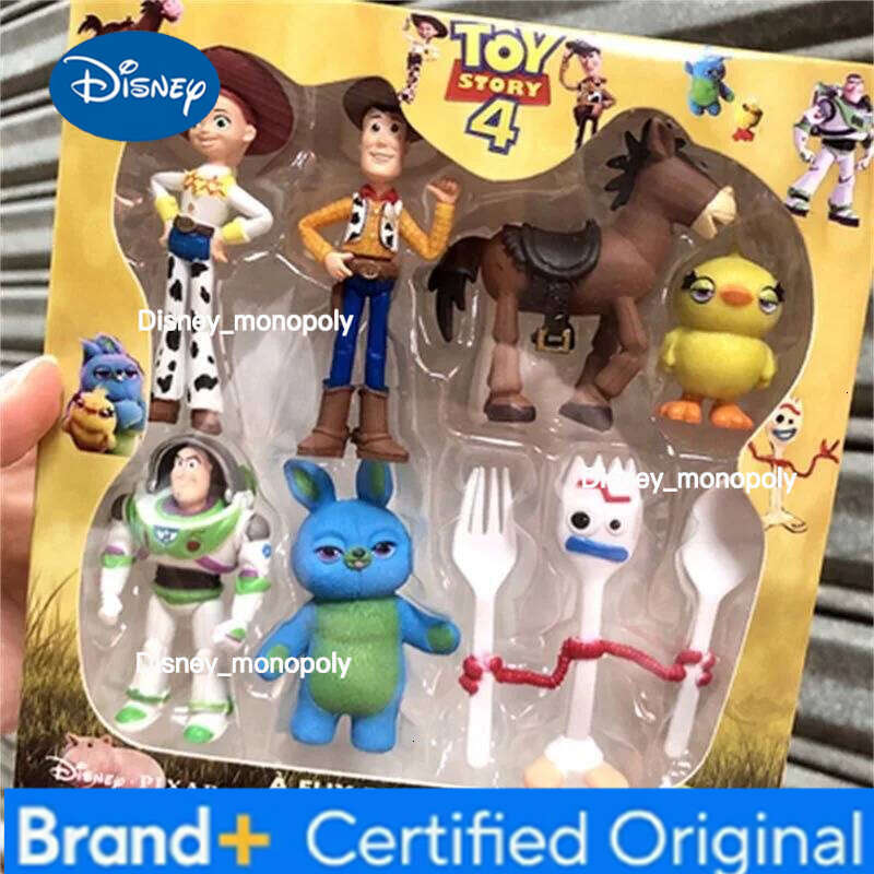 Disney 7Pcs/Set Story 4 Action Figures Toy Woody Jessie Buzz Lightyear Forky Pig Bear Figura Model Doll Figurine Boy Christmas Gift H260105 H260105