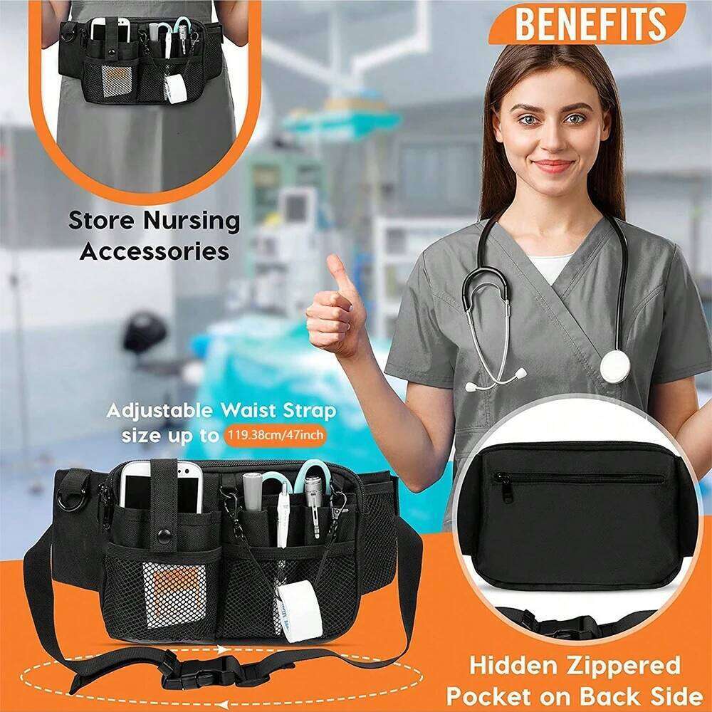 Multi-Pocket Nursing Tool Waist Large Capacity Lifeguard Nurse Belt Bag Medical Gear Pockets