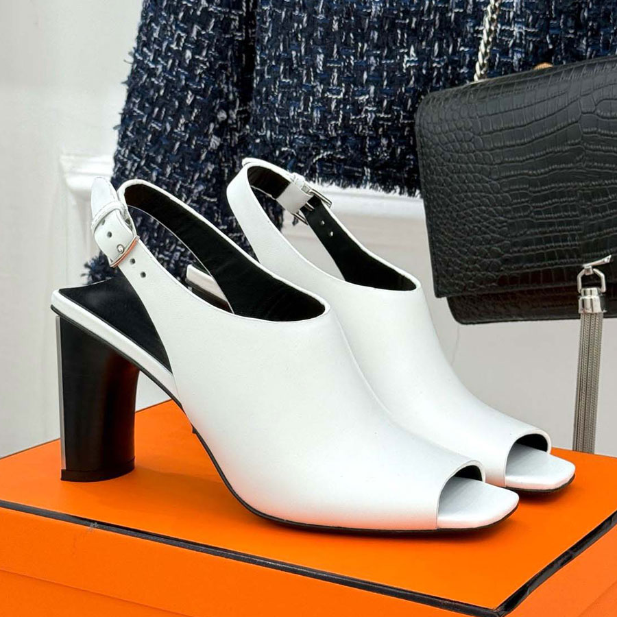 Top quality new real Leather Brown black suede Peep Toes Chunky Block Heel Sandals pumps shoes High-heeled Dress shoes Luxury designer Sandals Evening Office shoes