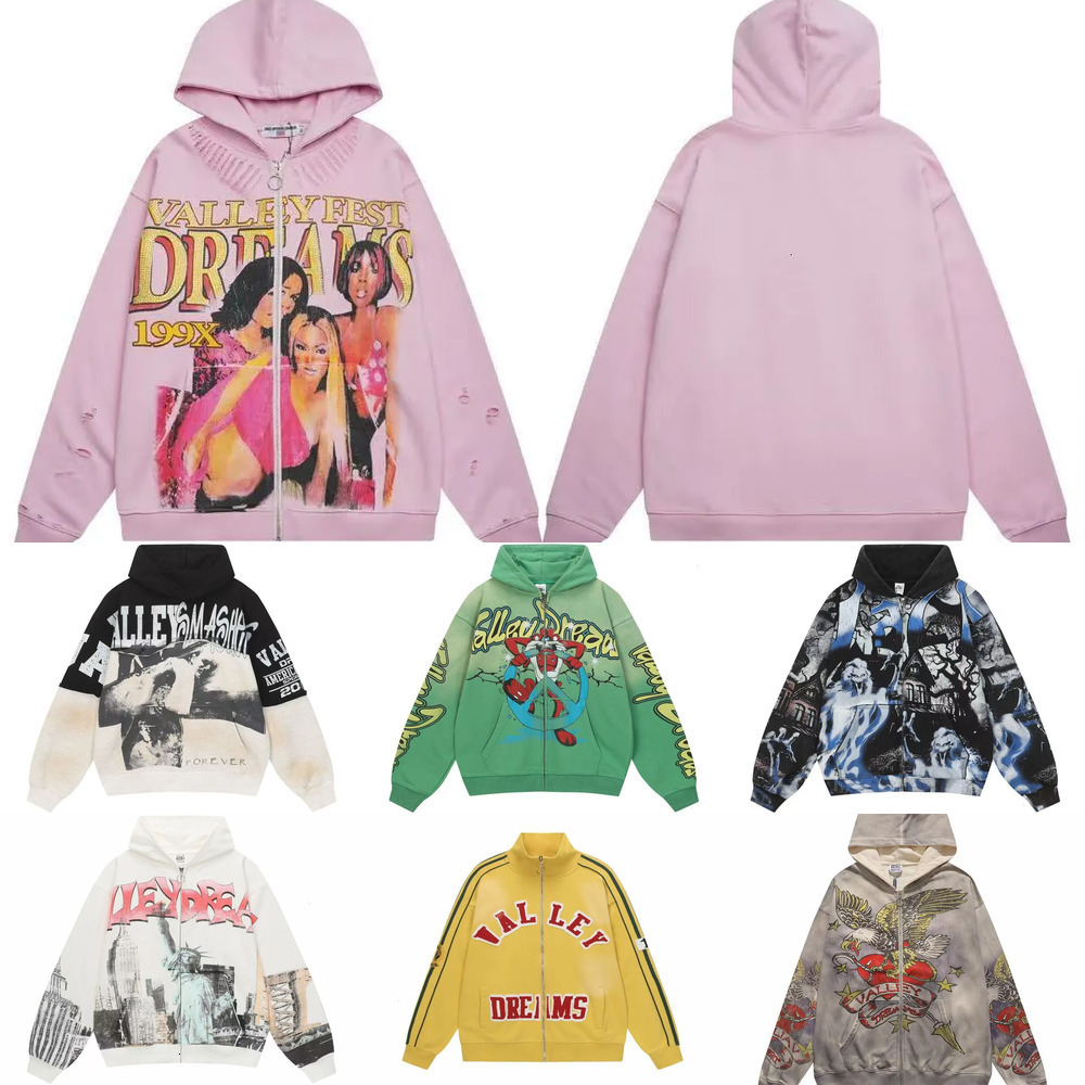 Vale Designer Hoodie Men's Valley Dreams Hoodie Val Retro Figure Print Loose Casual Hoodie For Men And Women In Autumn And Winter 35