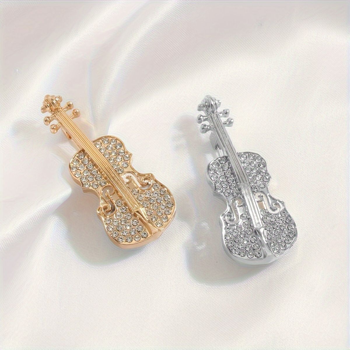 Violin Brooch High-End Exquisite Luxury Fashtion French Style Suit Lapel Pin Accessory Niche High-End Feel Accessory